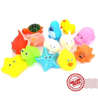 13pcs juguete de baño animales natación agua juguetes mini colorido suave exprimir regalo pato goma sonido a4w0