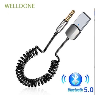 WELLDONE Audio Música Cable adaptador inalámbrico Kit de manos libres Audio auxiliar para automóvil Adaptador Bluetooth auxiliar Receptor para automóvil Conector de 3,5 mm Bluetooth 5.0 Transmisor BT Dongle USB (1)