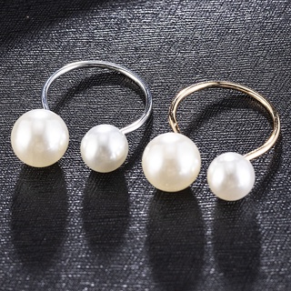 Opening Adjustable Rings Women Elegant Ladies U-shape Size Pearl Rings