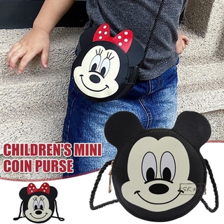De dibujos animados lindo Mickey Minnie cuero PU Sling bolso monedero portátil bolsa de almacenamiento niña llave bolsa