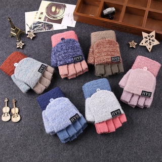 2020 invierno caliente engrosamiento de lana brillos de punto flip sin dedos expuestos dedo grueso sin dedos guante de las mujeres