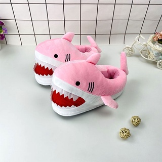 [Tiktok Hot] Creative Shark Furry Slippers Comfy Couple Shoes Cartoon Thick-Soled Animal Sole Women Cute Novelty Slip-on Soft for