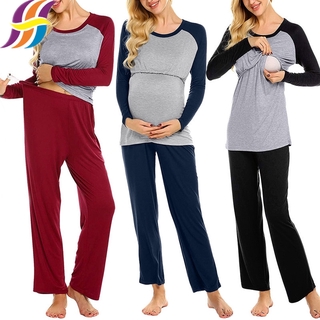 Mujer ropa de maternidad enfermería embarazada pijamas conjunto Ware (Tops+pantalones) lactancia materna sueño desgaste