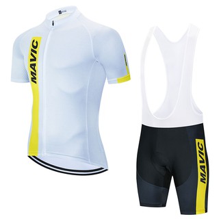 White MAVIC Cycling Jersey Set Short Sleeve Short Pants Cycling Bike Clothing Racing Bicycle Quick Dry Jerseys For Men (1)
