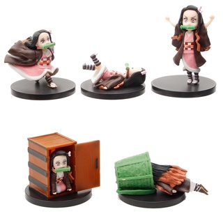 5 unids/set anime figura demon slayer kimetsu no yaiba wcf kamado nezuko lindo juguetes para niños coleccionables modelo de muñeca de pvc