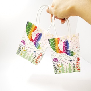 Sirena cola de papel bolsas de regalo de sirena bolsas de fiesta de cumpleaños decoraciones niños bebé ducha boda caramelo bolsa de suministros (3)