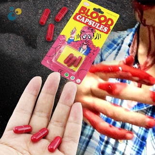 3pcs vómitos cápsulas de sangre pocos sangre Pil vestido de fantasía Halloween y April l Fool's Joke Horror broma juguete emocionante (1)
