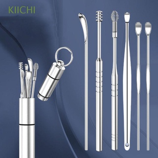 KIICHI Portable Ear Care Tools Stainless Steel Earpick Ear Wax Remover 360° Cleaning Professional Reusable Massage Multifunction Spiral Ear Canal Cleaner