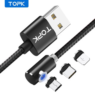 topk am51 magnético micro usb tipo c cable led giratorio 90 grados imán cargador cables para iphone samsung huawei xiaomi