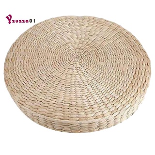 alfombrilla redonda de paja para silla de asiento, hierba, cojín beige hecho a mano, tejido, suelo, yoga tatami, decoración de 45 x 45 cm