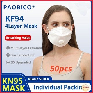 20 piezas de cubrebocas KF94 para adultos con válvula de respiración máscara KF94 máscara tridimensional 3D a prueba de polvo embalaje independiente gucc1imall