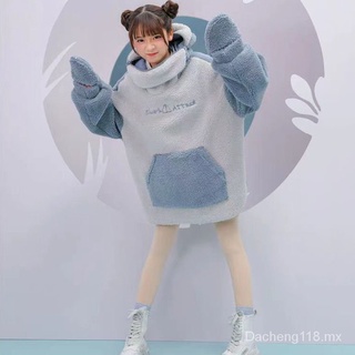 Da ChengAuto-cerrado tiburón invierno Fat Girl Lambswool diseño sentido nicho suéter nuevo2020Abrigo de pareja de estudiantes de moda