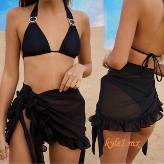 nq mujeres moda traje de baño cubrir verano playa envoltura falda trajes de baño bikini
