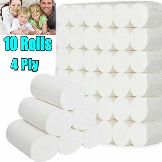 COLOR de 4 capas de papel higiénico blanco toalla de baño de papel higiénico pañuelo de baño 10 rollos multiplegable hogar cómodo toalla de papel suave