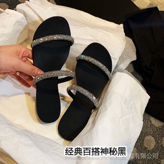 Las Mujeres De La Moda Sandalias De Verano 2021 Nuevo Estilo De Una Palabra Con Diamantes De Imitación Zapatillas De Desgaste Exterior ins De (7)