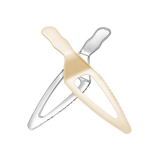 cuchillo desechable titular de plástico machete pastel de cumpleaños cuchillo y tenedor cortador transparente con pala de dientes a granel embalaje independiente