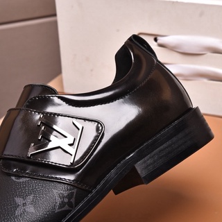 lv nuevos hombres de negocios casual zapatos de cuero, estilo coreano de charol zapatos del dedo del pie redondo (8)