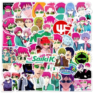 50 unids/Set Anime la desastrosa vida de Saiki K Srickers de dibujos animados monopatín Saiki Kusuo
