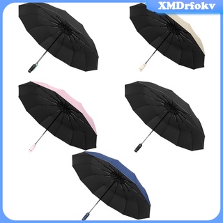 [rfokv] Travel Folding Umbrella for Rain Folable Auto Open Close LED Wind Resistant Flashlight Windproof Safety for Outdoor
