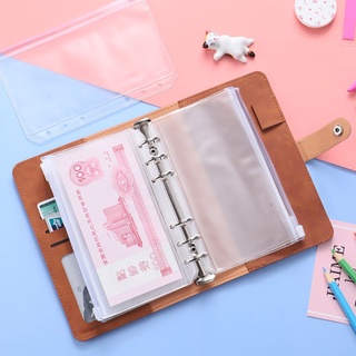 SIRENA Refillable Cash Envelopes Multi-color Choice Envelope Wallet Budget Binder With 12 Clear Envelopes A6 Leather Place Bank Card Collect Photos 6 Round Rings Cash Storage Books (8)