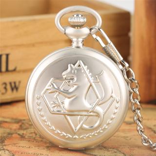 Reloj de bolsillo analógico de cuarzo plateado Edward Elric FOB Fullmetal Alchemist Unisex