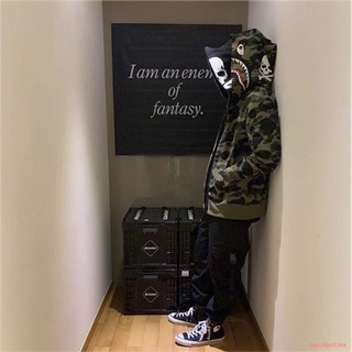 Autumn and Winter Tide Brand Limited Joint Camouflage Shark Double Hat Plus Velvet Sweater Couple Jacket Loose Hip Hop Personality Trend (1)