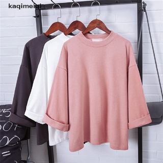[kaqimeiqi] mujer moda oversize tee blusa suelta liso 3/4 manga simple casual t-shirt sdgn