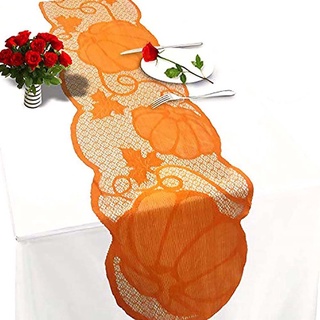 SECONDTHOUGHT Otoño Camino de mesa naranja Mantel Manteles Calabaza Hojas de arce Acción de gracias 72 x 13 pulgadas Para la fiesta Cordón Decoraciones De Halloween (7)