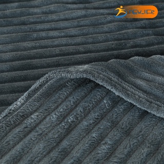 [Bestdeal] Manta de franela de felpa rayas de lana de Coral de Color sólido siesta manta aire acondicionado manta cama sábana manta para sofá casa