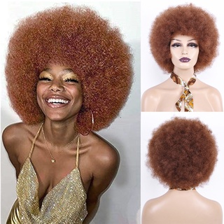 peluca afro mujeres corto esponjoso pelo pelucas para mujeres negras rizadas pelo sintético para fiesta danza cosplay pelucas con flequillos