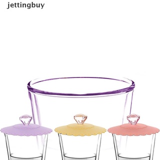 [Jettingbuy] funda de silicona antipolvo de vidrio diamante taza de café sello de succión tapa tapa caliente