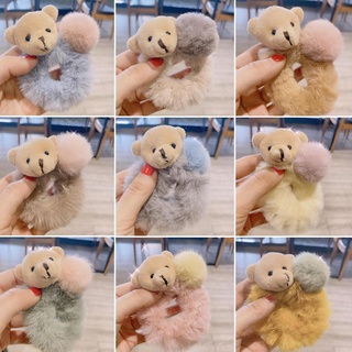 oso peludo peludo elástico bandas para el cabello adorable colorido tiara pelo niñas accesorios de piel cuerda g2k2 (2)