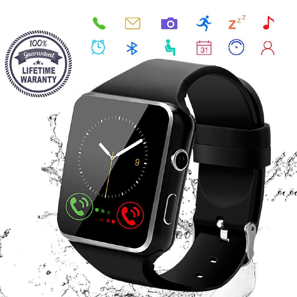 X6 pantalla curva Bluetooth Smart Watch/deportes Fitness Smartwatch con ranura de tarjeta Sim cámara Compatible Samsung Huawei Xiaomi Android iphone iOS sistema/regalos perfectos para mujeres hombres niños estudiantes