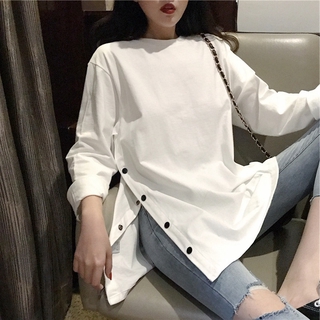 Vestido de maternidad de la moda de hombro fuera de manga larga de las mujeres embarazadas top letra coreana suelta T-shirt