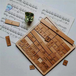 En STOCK | 1 juego de rompecabezas para niños notas musicales educativas patrones de madera motivacional rompecabezas juguete de iniciación para regalos