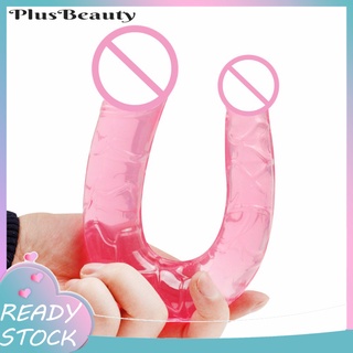 pluscloth forma de U doble consolador Flexible Vagina Anal mujeres lesbianas pene Artificial juguete sexual