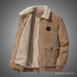 x6Kd Chaquetas de lana de cordero sueltas de invierno para Hombre Ropa solapa con terciopelo PANA abrigo grueso chaqueta Casual para hombre