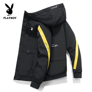 Playboy hombres Bomber chaqueta motocicleta Slim Fit sudadera con capucha de manga larga Casual deporte Jogging chaqueta cortavientos
