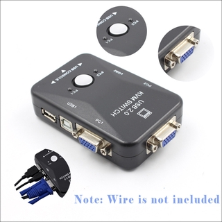 [PALARNA] KVM Switch Box 2 Port USB 2.0 Adapter Control up to 2 Computers 2 VGA USB Cables (4)