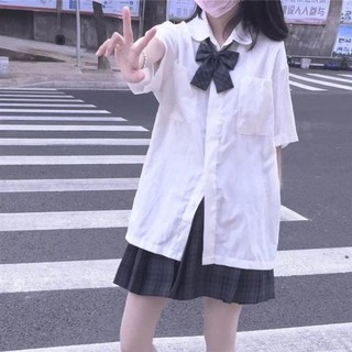Jk uniforme blanco camisa de manga corta mujer estudiante versión coreana de la mitad de la longitud suelta japanesejk:chaoyufushi.my21.09.01