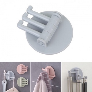 Gancho adhesivo sin costuras giratorio fuerte rodamiento gancho de palo cocina baño estante de pared toalla artículos de almacenamiento estante herramientas (1)