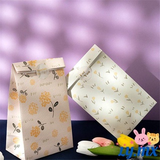 LY 6Pcs|Bolsa de papel Boda de cumpleaños Bolsa de galletas y dulces Bolsa de papel Favor de fiesta Bolsas de soporte Bolsa con pegatinas coreano Envasado de bocadillos Embalaje de regalo