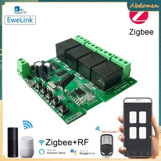 Ewelink 4CH Zigbee Smart Light Switch Module DC 5/12/32V RF433 Receive 10A Relays Work with Alexa Google Assistant MQTT protocol abdomen