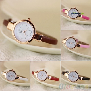 Beautifullife reloj de pulsera analógico de cuarzo con correa delgada superfina de cuero sintético con pedrería para mujer
