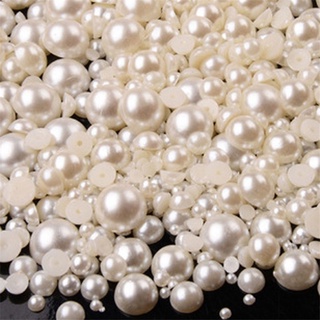 High quality 1000pack beige white sequins nail beads pearl small mixed size rhinestone DIY nail art pearl ornament Fashion ABS Imitation Mixed Size Flatback Resin Half Round Pearls DIY Craft Decoration Nail Art For Craft Jewelry Making (2)