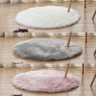 int0 alfombra redonda esponjosa de lana artificial para decoración del hogar para dormitorio, habitación de niños