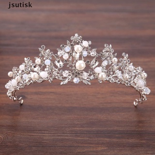 jsutisk nueva moda boda perla coronas nupcial hechas a mano tiara novia diadema cristal mx