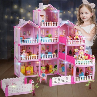 Casa diy Barbie De Muñecas Villa Juego Ensamblada Juguete Niña Cumpleaños De Los Niños (1)