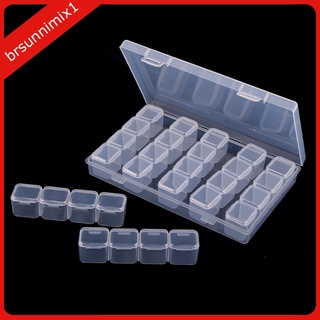 1 paquete de 28 rejillas transparentes pequeñas piezas caja de almacenamiento cuentas contenedor organizador caso
