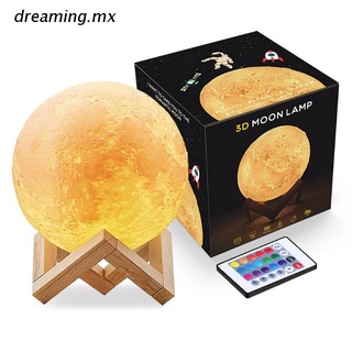 dr.mx impresión 3d led luna lámpara 16 colores led carga usb recargable luz nocturna mando a distancia y táctil